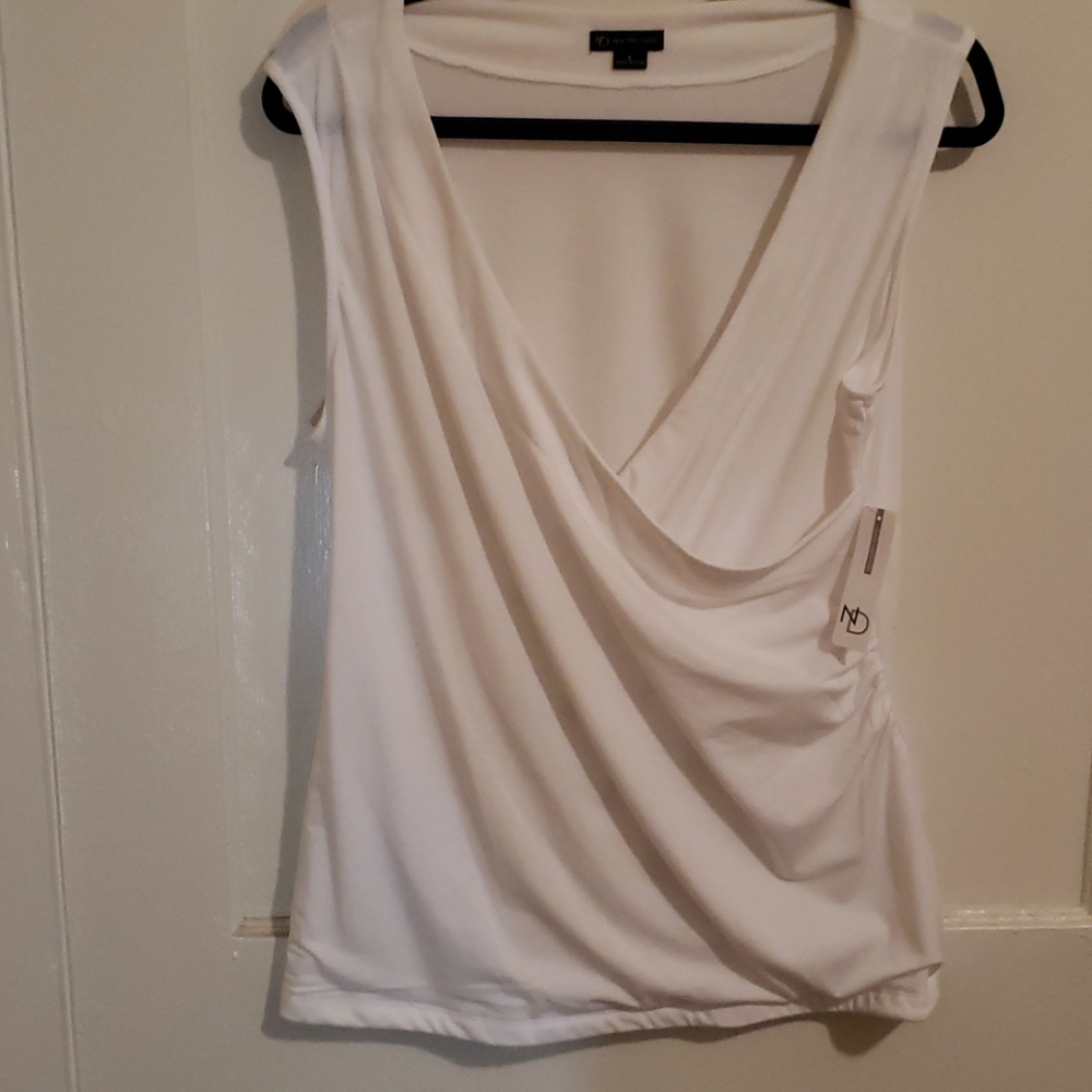 NWT New Directions white wrap shirt